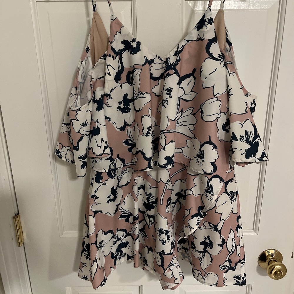 Pink and navy romper